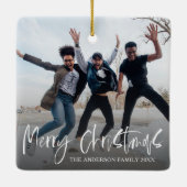 Eenvoudige Vrolijke Kerstmis Zwart & Wit Kerstmis Keramisch Ornament (Achterkant)