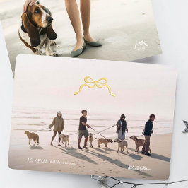 Eenvoudige vrolijke minimalistische foto gouden ke folie feestdagenkaart