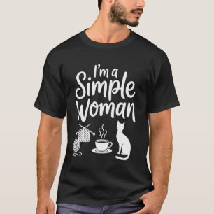 Eenvoudige vrouw naait haken breister koffie kat  t-shirt