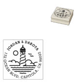 Eenvoudige Vuurtoren Ronde Bruiloft Retouradres Rubberstempel (Gestempeld)