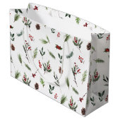 Eenvoudige Warm Red Winter Waterverf Kerstmis Groot Cadeauzakje (Achterkant Gekanteld)