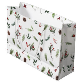 Eenvoudige Warm Red Winter Waterverf Kerstmis Groot Cadeauzakje