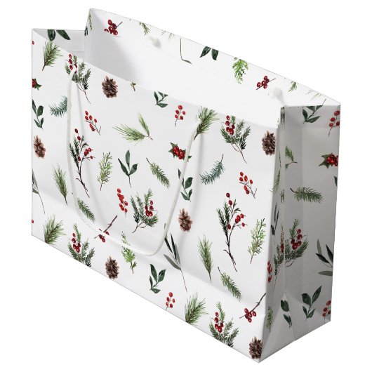 Eenvoudige Warm Red Winter Waterverf Kerstmis Groot Cadeauzakje (Voorkant Gekanteld)