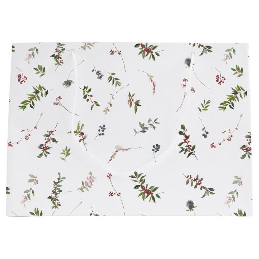 Eenvoudige Warm Winter Berry Waterverf Kerstmis Groot Cadeauzakje (Voorkant)