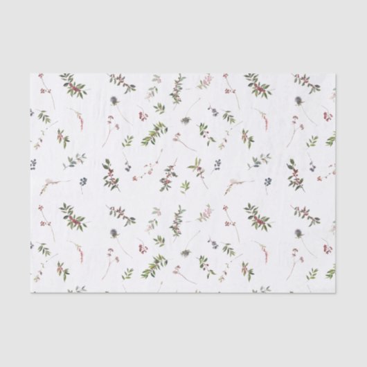 Eenvoudige Warm Winter Berry Waterverf Kerstmis Tissuepapier (Voorkant)