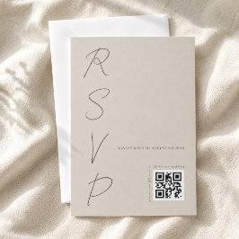 Eenvoudige warme grijze trouw-QR-code RSVP Kaartje