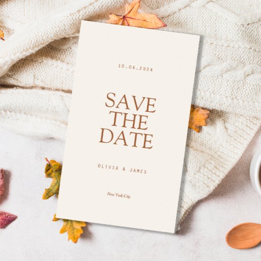 Eenvoudige warme herfstbruiloft Save the date