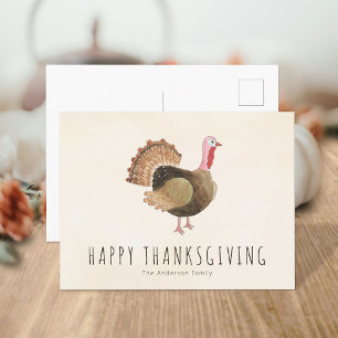 Eenvoudige warme kalkoen Thanksgiving Feestdagenkaart