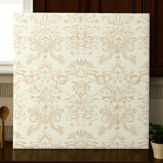 Eenvoudige warme zachte beige damast tegeltje