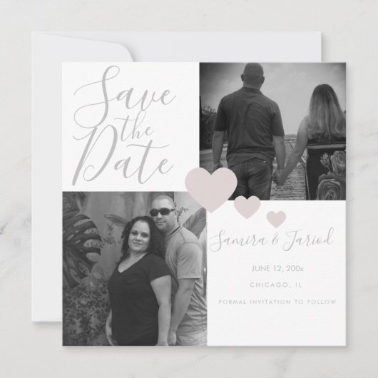 Eenvoudige warmteroze grijze fotocollage (Voorkant)