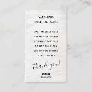 Eenvoudige wasinstructies Hout Visitekaartje