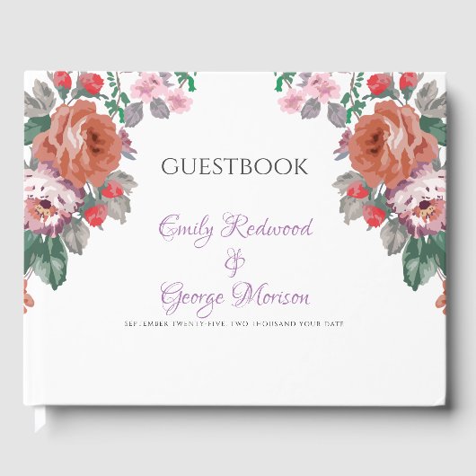 Eenvoudige watercolor bloemen gastenboek (Voorkant)