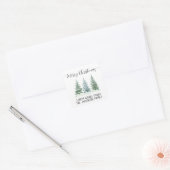 Eenvoudige Watercolor Dennenbomen Prettig Kerstfee Vierkante Sticker (Envelop)