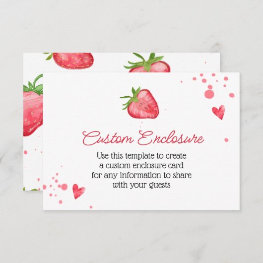 Eenvoudige Watercoloraardbei Aangepaste Kaart (Voorkant / Achterkant)