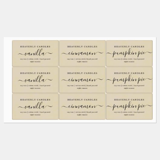 Eenvoudige WATERDICHTE Kaars Sticker Labels (Vel)
