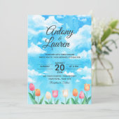 Eenvoudige waterkleur bruiloft uitnodiging (Staand voorkant)
