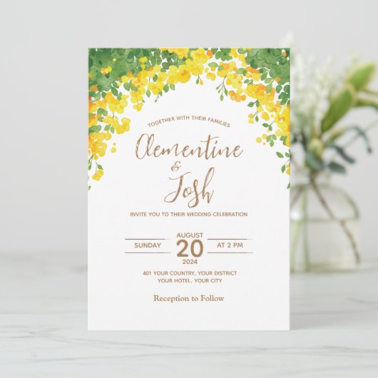 Eenvoudige waterkleur bruiloft uitnodiging (Staand voorkant)