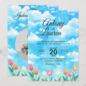 Eenvoudige waterkleur trouw uitnodiging (Voorkant / Achterkant)