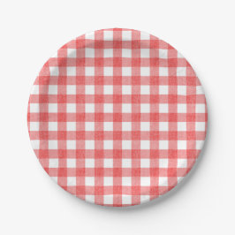 Eenvoudige watermeloen gingham papieren bordje