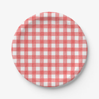 Eenvoudige watermeloen gingham papieren bordje