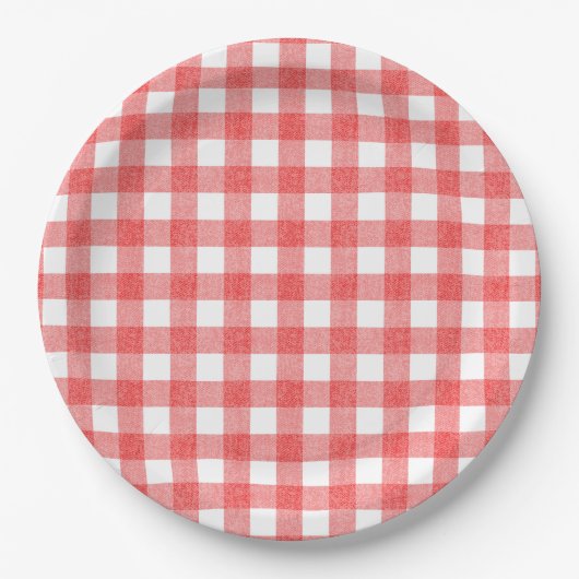 Eenvoudige watermeloen gingham papieren bordje (Voorkant)