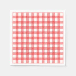 Eenvoudige watermeloen gingham papieren servetten