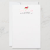 Eenvoudige Watermeloen Zomer Naam & Adres Briefpapier (Voorkant)