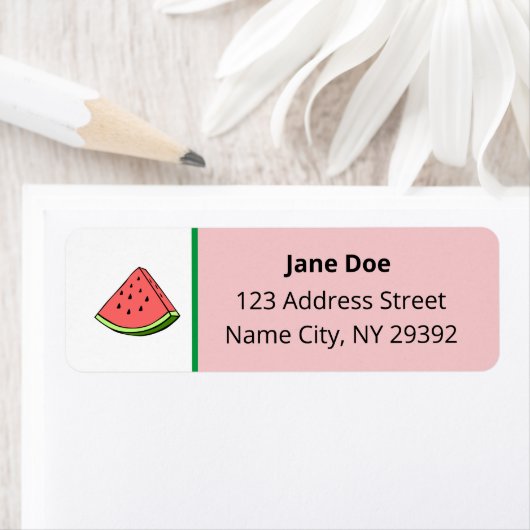 Eenvoudige Watermelon Slice Return Adres Label (Insitu)