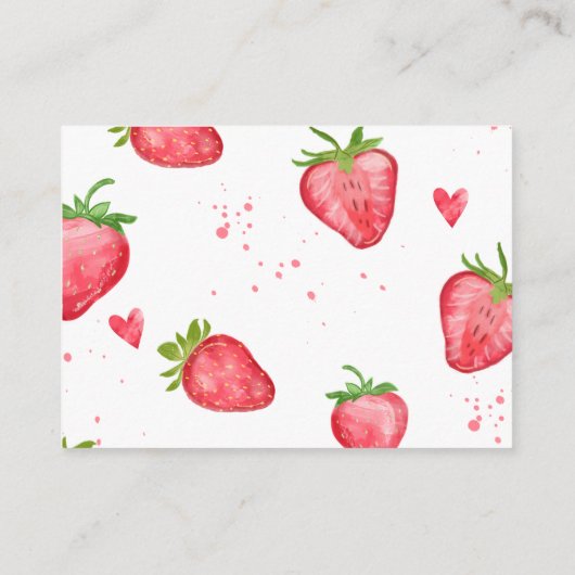 Eenvoudige Waterverf Aardbei Gepersonaliseerd Informatiekaartje (Achterkant)