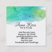 *~* Eenvoudige Waterverf Abstract Aqua Blue Modern Vierkante Visitekaartje (Achterkant)