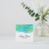 *~* Eenvoudige Waterverf Abstract Aqua Blue Modern Vierkante Visitekaartje (Staand voorkant)