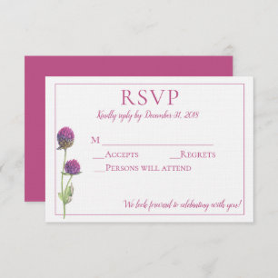 Eenvoudige Waterverf Amaranth Thistle Flower RSVP Kaart
