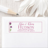 Eenvoudige Waterverf Amaranth Thistle Flower Weddi Etiket (Insitu)