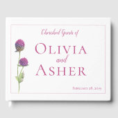 Eenvoudige Waterverf Amaranth Thistle Flower Weddi Gastenboek (Voorkant)