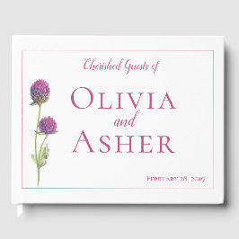 Eenvoudige Waterverf Amaranth Thistle Flower Weddi Gastenboek