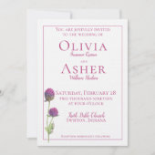 Eenvoudige Waterverf Amaranth Thistle Flower Weddi Kaart (Voorkant)