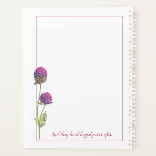Eenvoudige Waterverf Amaranth Thistle Flower Weddi Planner (Achterkant)