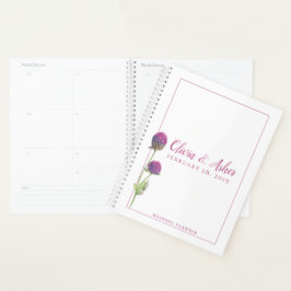 Eenvoudige Waterverf Amaranth Thistle Flower Weddi Planner