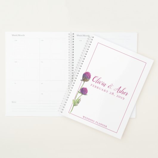 Eenvoudige Waterverf Amaranth Thistle Flower Weddi Planner (Display)