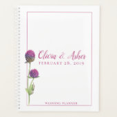 Eenvoudige Waterverf Amaranth Thistle Flower Weddi Planner (Voorkant)