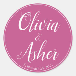 Eenvoudige Waterverf Amaranth Thistle Flower Weddi Ronde Sticker