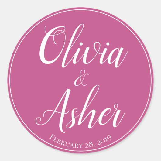 Eenvoudige Waterverf Amaranth Thistle Flower Weddi Ronde Sticker (Voorkant)