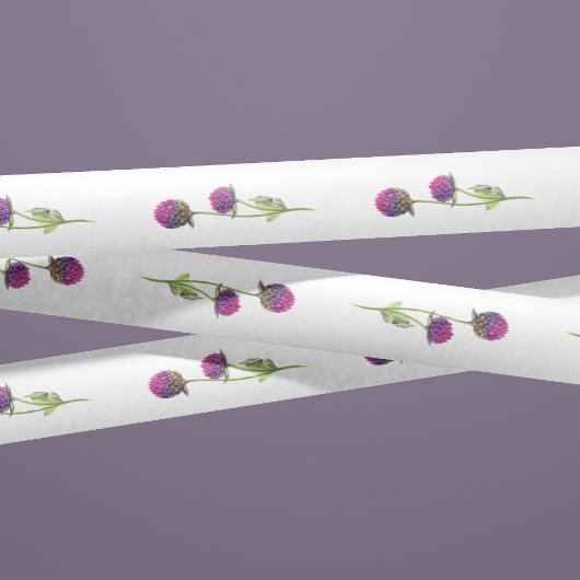 Eenvoudige Waterverf Amaranth Thistle Flower Weddi Satijnen Lint