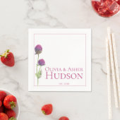 Eenvoudige Waterverf Amaranth Thistle Reception Servetten (Insitu)