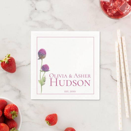 Eenvoudige Waterverf Amaranth Thistle Reception Servetten (Insitu)