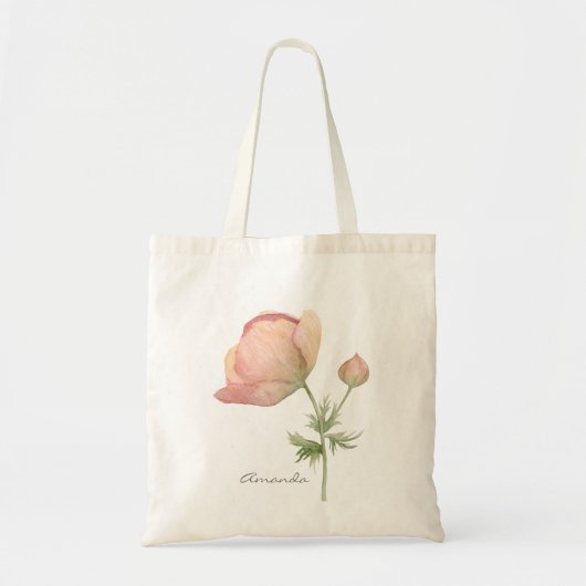 Eenvoudige Waterverf Anemone-ventilator met naam Tote Bag (Voorkant)