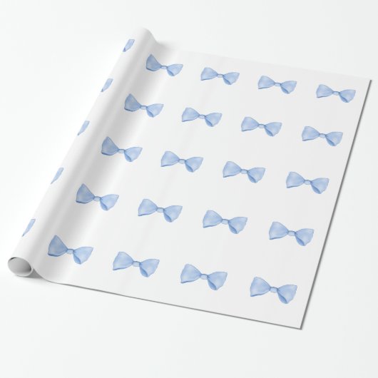 Eenvoudige Waterverf Baby Blauwe Boog Cadeaupapier (Uitgerold)