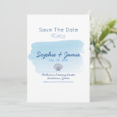 Eenvoudige Waterverf Beach Wedding Save the Date (Staand voorkant)
