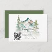 Eenvoudige Waterverf Berg QR Code Bruiloft RSVP Kaartje (Voorkant / Achterkant)