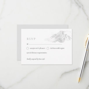 Eenvoudige Waterverf bergen legant Natuur Wedding RSVP Kaartje